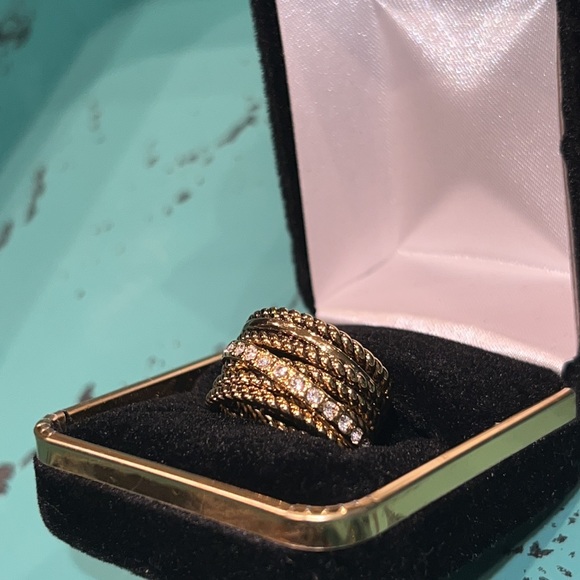 Source Unknown Jewelry - Women Size 5.5 Stacked Bands Ring Yellow Gold* with CZ Diamonds